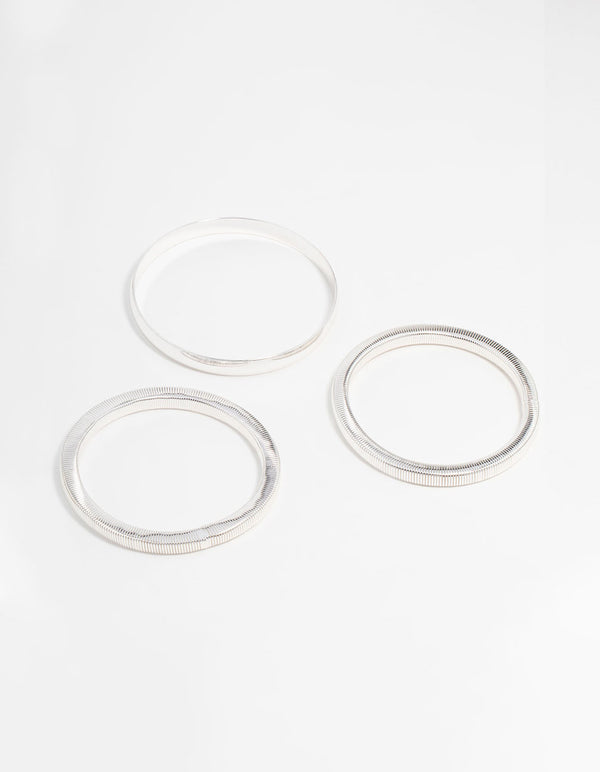Silver Mixed Bangles 3-Pack