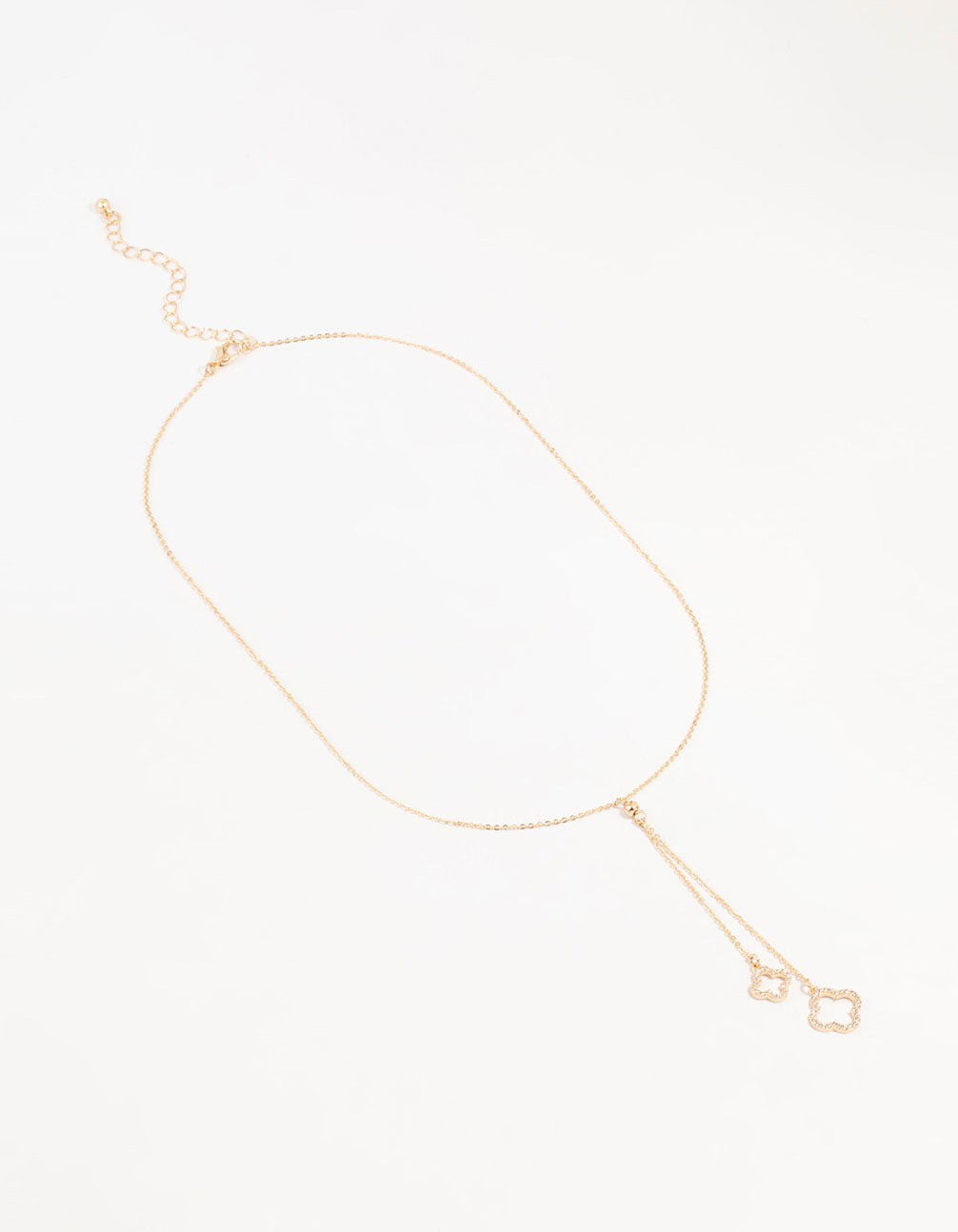 Gold Cubic Zirconia Flower Y Necklace
