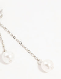 Silver Plated Cubic Zirconia, Pearl & Butterfly Huggie Earrings - link has visual effect only