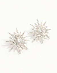 Silver Cubic Zirconia Spiky Star Stud Earrings - link has visual effect only