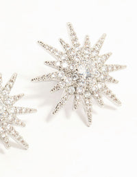 Silver Cubic Zirconia Spiky Star Stud Earrings - link has visual effect only