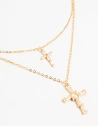 Gold Cubic Zirconia Cross Layered Necklace - link has visual effect only