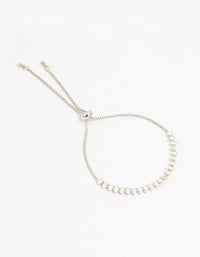 Silver Navette Cubic Zirconia Toggle Bracelet - link has visual effect only