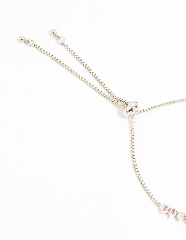 Silver Navette Cubic Zirconia Toggle Bracelet