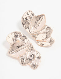 Rose Gold Half Layered Leaf Drop Earrings - link has visual effect only