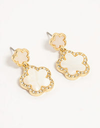 Gold Plated Flower Drop Earrings - link has visual effect only