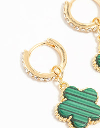 Gold Plated Emerald Flower Hoop Drop Earrings - link has visual effect only