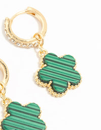 Gold Plated Emerald Flower Hoop Drop Earrings - link has visual effect only