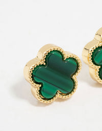 Gold Plated Emerald Flower Stud Earrings - link has visual effect only