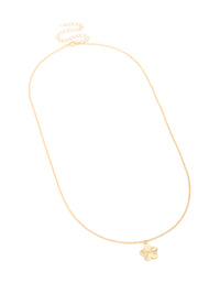Gold Plated Brass Ribbed Flower Pendant Necklace - link has visual effect only