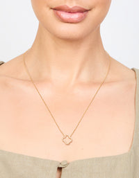 Gold Plated Brass Cubic Zirconia Hollow Flower Necklace - link has visual effect only