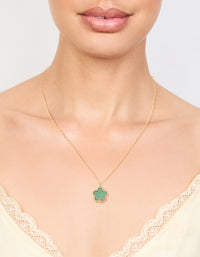 Gold Plated Emerald Flower Pendant Necklace - link has visual effect only