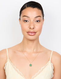 Gold Plated Emerald Flower Pendant Necklace - link has visual effect only