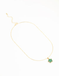 Gold Plated Emerald Flower Pendant Necklace - link has visual effect only