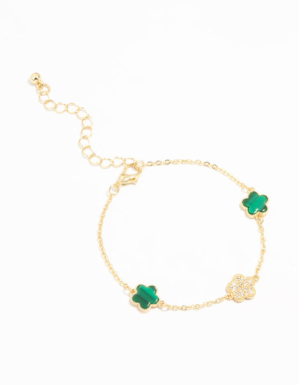 Gold Plated Trio Flower Bracelet