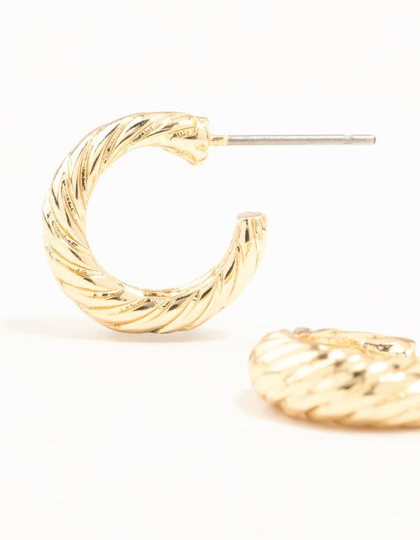 Gold Crescent Hoop Earrings