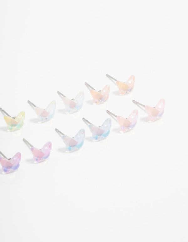 Acrylic Basic Butterfly Stud Earrings 8-Pack