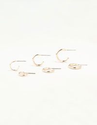 Rose Gold Graduated Clean Huggie Earrings 3-Pack - link has visual effect only