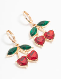 Gold Diamante Cherry Drop Earrings - link has visual effect only