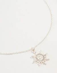 Silver Diamante Sun Pendant Necklace - link has visual effect only