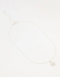 Silver Diamante Sun Pendant Necklace - link has visual effect only