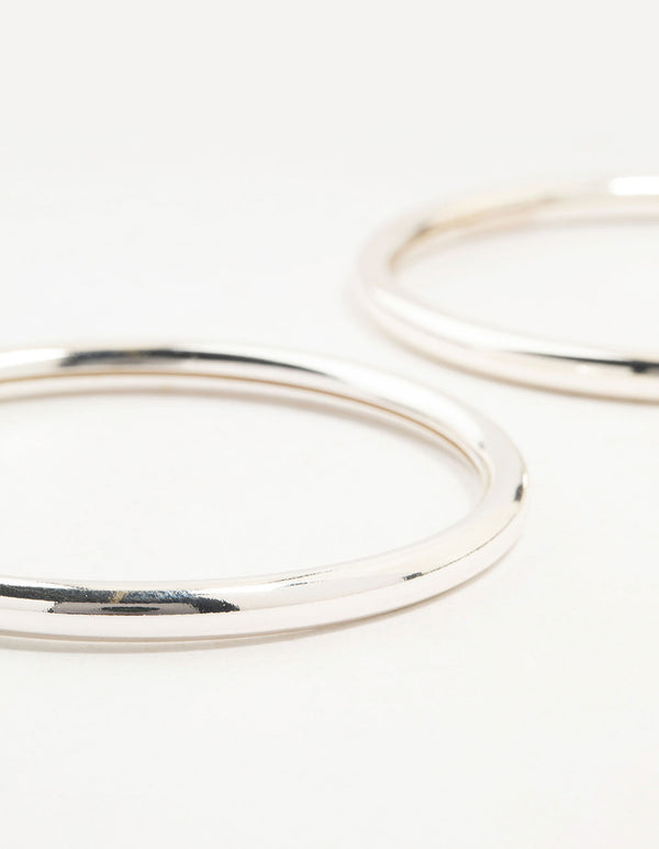 Silver Smooth Bangles 2-Pack