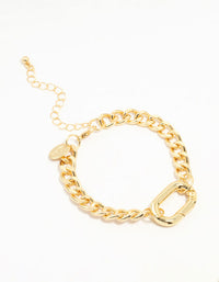 Gold Plated Link Clasp Bracelet - link has visual effect only