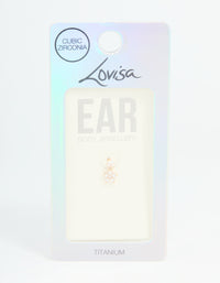 Gold Plated Titanium Cubic Zirconia Petal Flower Flat Back Stud - link has visual effect only