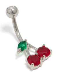 Surgical Steel Cubic Zirconia Cherry Belly Bar - link has visual effect only