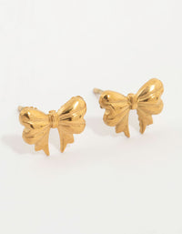 Waterproof Gold Plated Stainless Steel Bow Stud Earrings - link has visual effect only