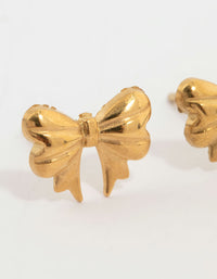 Waterproof Gold Plated Stainless Steel Bow Stud Earrings - link has visual effect only