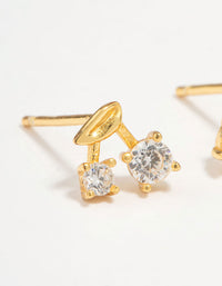Gold Plated Sterling Silver Cubic Zirconia Cherry Stud Earrings - link has visual effect only