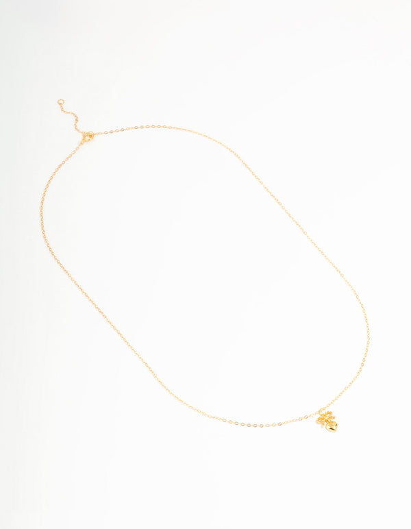 Gold Plated Sterling Silver Bow & Heart Necklace