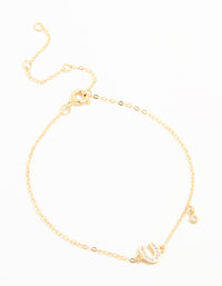 Gold Plated Sterling Silver Diamante Horseshoe Charm Bracelet - link has visual effect only