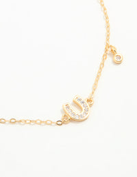 Gold Plated Sterling Silver Diamante Horseshoe Charm Bracelet - link has visual effect only