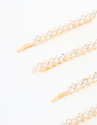 Gold Pearl Zigzag Hair Slides 4-Pack - link has visual effect only
