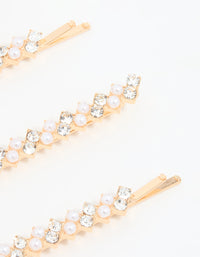 Gold Pearl Zigzag Hair Slides 4-Pack - link has visual effect only