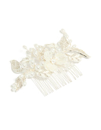 Silver Pearl Flower & Vine Hair Comb - link has visual effect only
