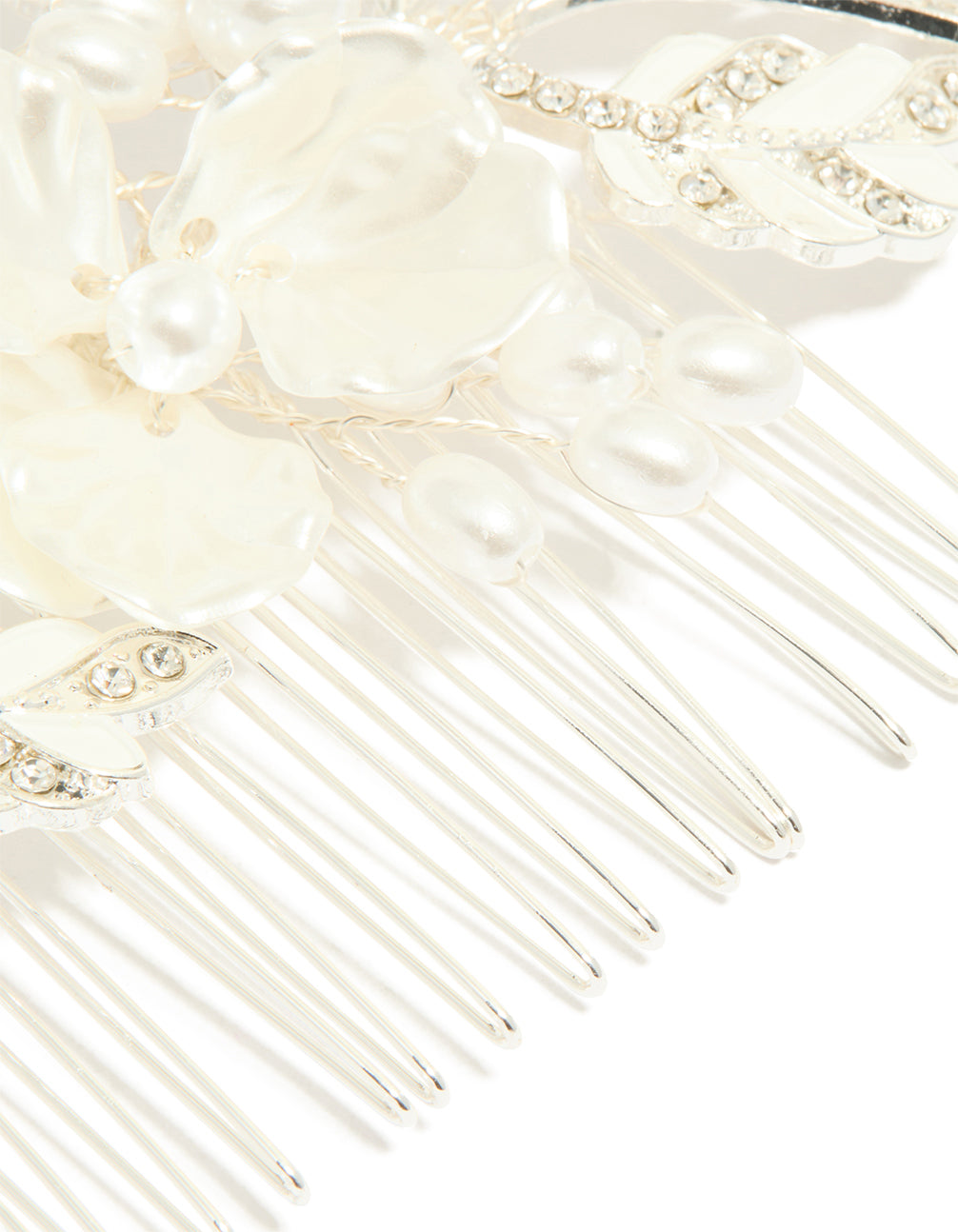 Silver Pearl Flower & Vine Hair Comb