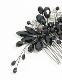 Black Coated Metal Diamante Marquise Wispy Hair Comb - link has visual effect only