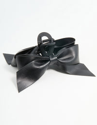 Black PU Leather Bow Claw Clip - link has visual effect only