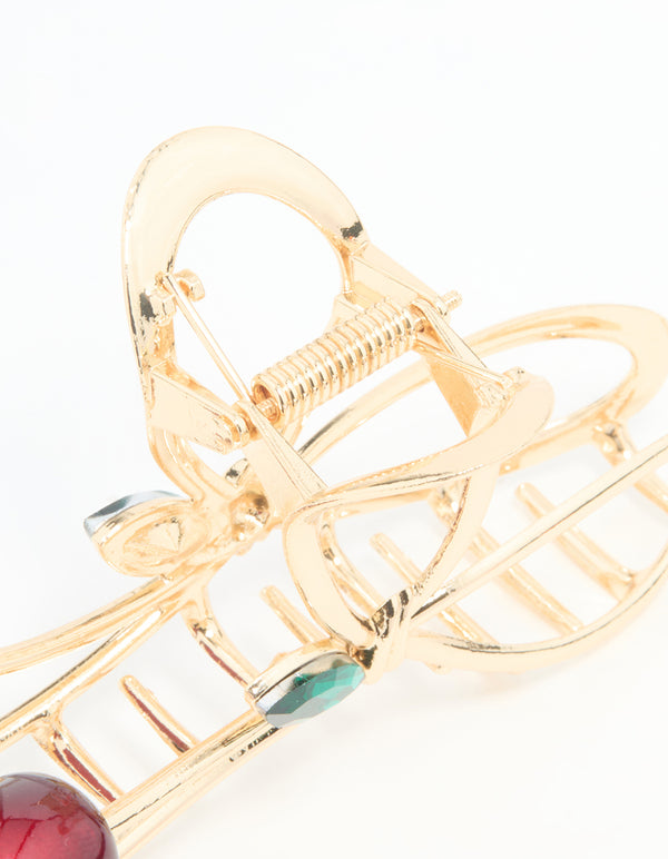 Gold Cherry Claw Clip
