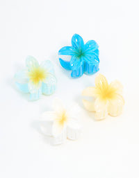 Blue & White Mini Frangipani Claw Clips 4-Pack - link has visual effect only