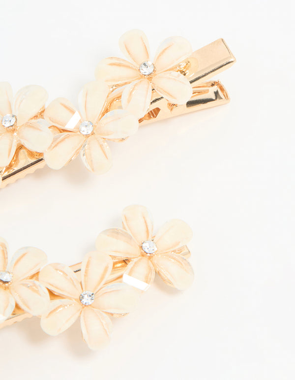 Gold Diamante Mini Flower Clips 2-Pack