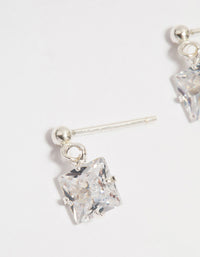Sterling Silver Cubic Zirconia Princess Doorknocker Stud Earrings - link has visual effect only