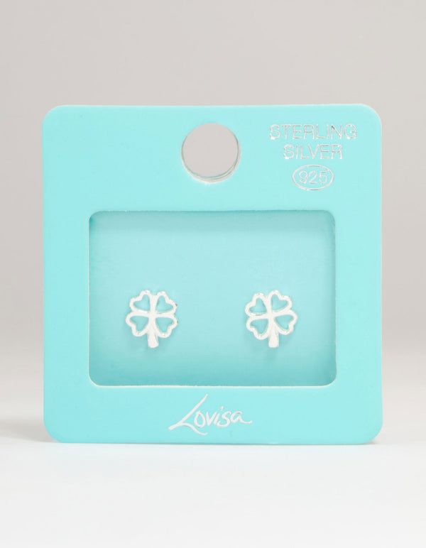 Sterling Silver Lucky Clover Stud Earrings