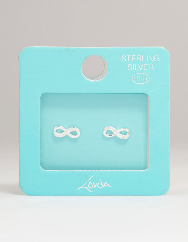 Sterling Silver Cubic Zirconia Infinity Stud Earrings