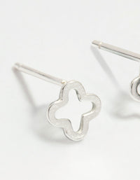 Sterling Silver Flower Outline Stud Earrings - link has visual effect only
