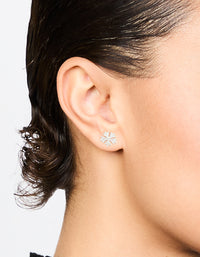 Sterling Silver Cubic Zirconia Petal Stud Earrings - link has visual effect only