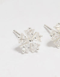 Sterling Silver Cubic Zirconia Petal Stud Earrings - link has visual effect only